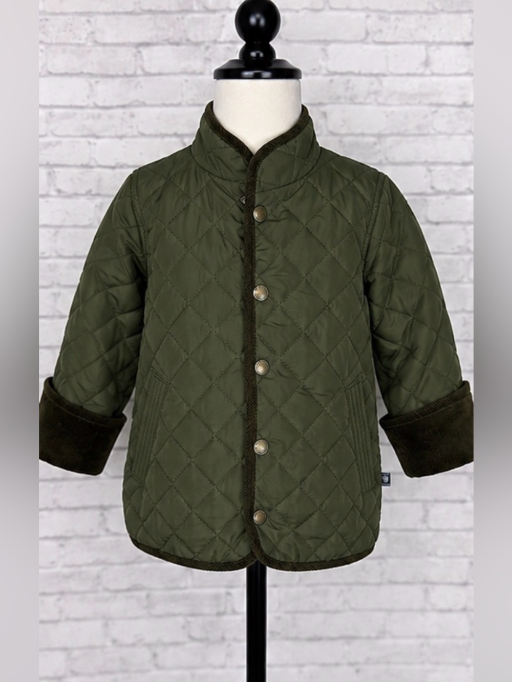 Eland Kids Quilted Barn Jacket 3T Toddler Boy Olive Green Corduroy Fall Winter